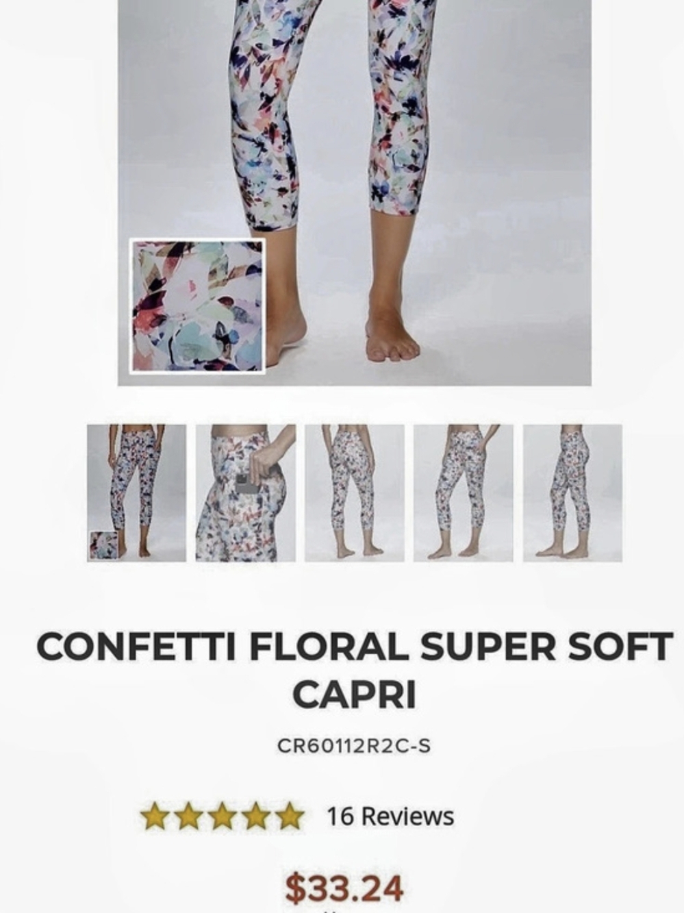 RBX Active Confetti Floral Super Soft Capri Floral Capri Size XXL Like New